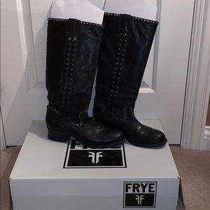 Frye Martina Stud black tall boots size 10M